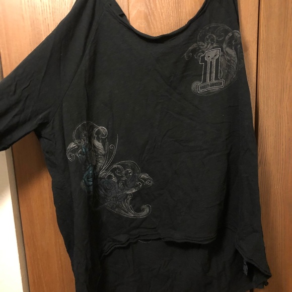 Harley Davidson plus size 3W black off shoulder willie G skull print top. - Picture 4 of 11